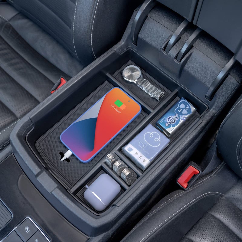 TOPINSTALL New Center Console Tray Compatible with 20182023 VW AtlasAtlas Cross Sport Armrest Organizer Storage Insert Interior Accessories Wont Affect The Closing of The Lid Doesnt Fit 2024