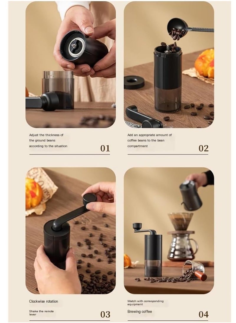 Excefore Manual Coffee Grinder, Portable Hand-cranked Coffee Grinder with Adjustable Settings, Small Household Coffee Utensil, Suitable for Home and Travel (Black)  - Image 2