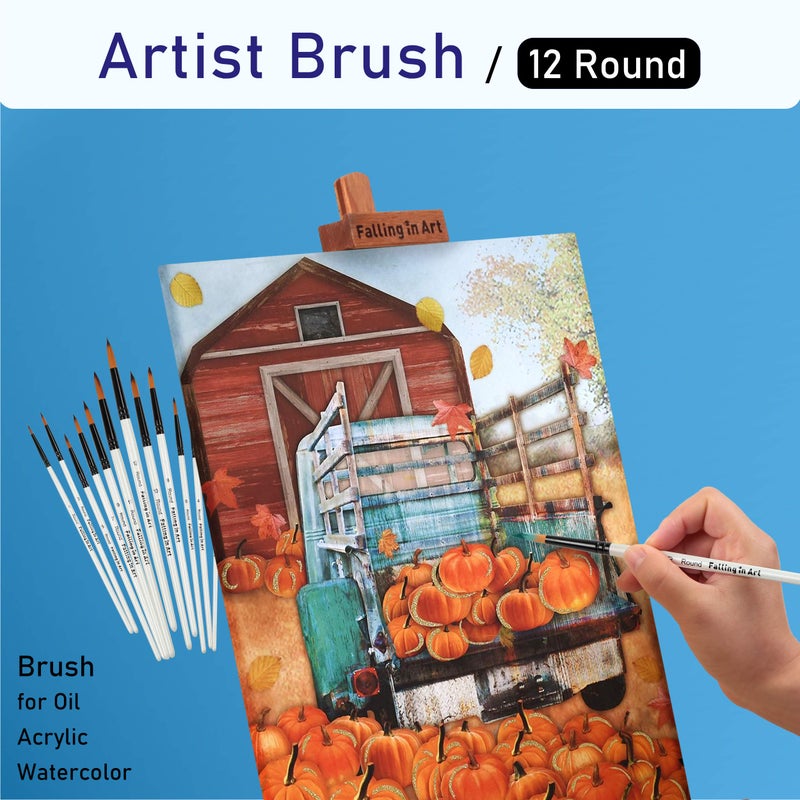 Falling in Art Paint Brushes Set, 12 PCS Nylon Professional Round Paint Brushes for Watercolor, Oil Painting, Acrylic, Face Body Nail Art, Crafts, Rock Painting - Image 5