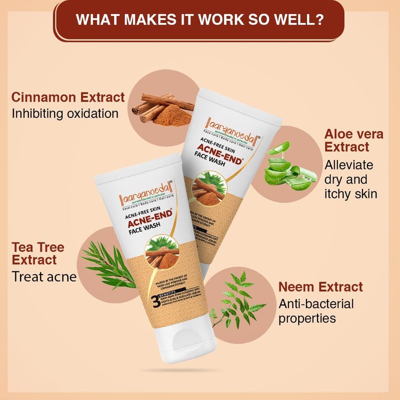 Aryanveda Anti Acnend Face Wash For Acne And Pimples with Neem Tulsi And Tea Tree For Men Women 100ml Each Pack of 2 - Image 2