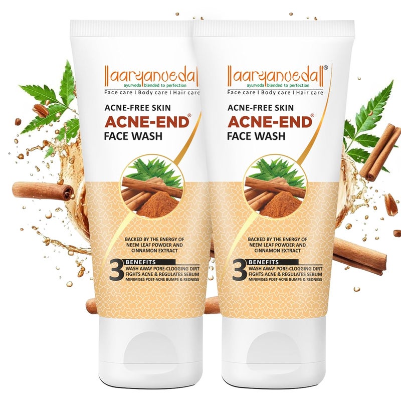 Aryanveda Anti Acnend Face Wash For Acne And Pimples with Neem Tulsi And Tea Tree For Men Women 100ml Each Pack of 2 - Image 1