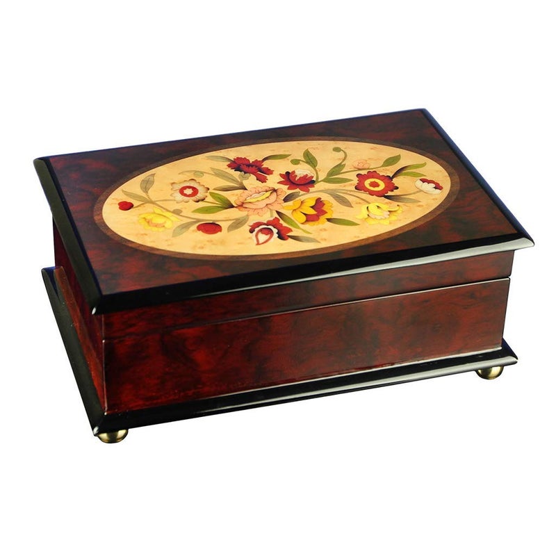 The San Francisco Music Box Company The San Francisco Music Box Company Classic Floral Musical Wooden Jewelry Box 
