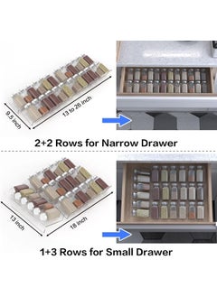 MUGATH MUGATH Clear Acrylic Spice Drawer Organizer 4 Tier Seasoning Jars Drawer Insert Kitchen Spice Rack Tray for DrawerCountertop 19 X 13 InchTransparent  - Image 4