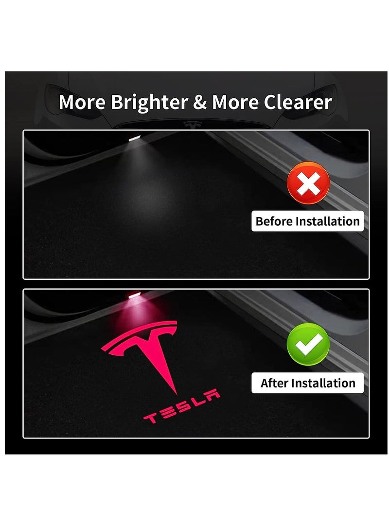SOLARAE Car Door Lights Logo Projector Lights for Tesla, Ultra-Bright LED 3D Laser Ghost Shadow Light, Never Fade Welcome Step Courtesy Lights for Model 3 Y S X Accessories, Plug and Play Red, 4pcs - Image 3