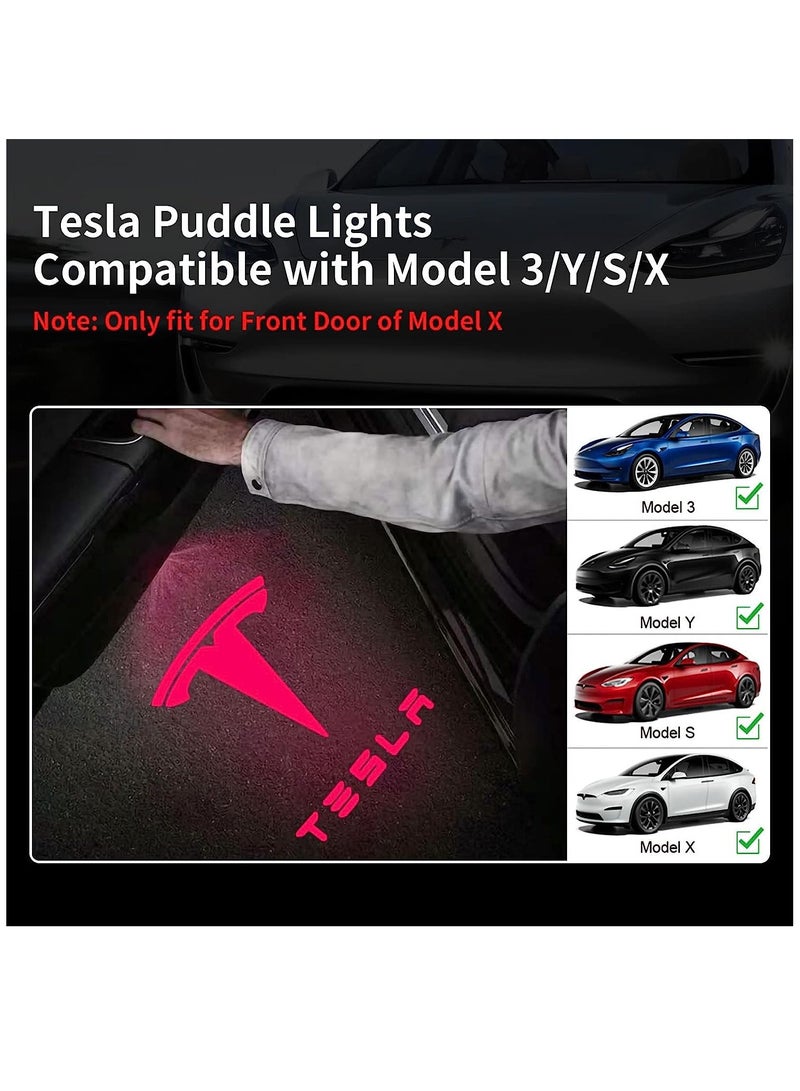 SOLARAE Car Door Lights Logo Projector Lights for Tesla, Ultra-Bright LED 3D Laser Ghost Shadow Light, Never Fade Welcome Step Courtesy Lights for Model 3 Y S X Accessories, Plug and Play Red, 4pcs - Image 2