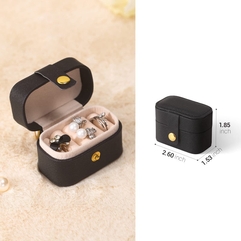 CASEGRACE Small Jewelry Ring Box Mini Travel Jewelry Case Portable Ring Storage Case for Rings Earrings, Gifts for Women, Pink - Image 2