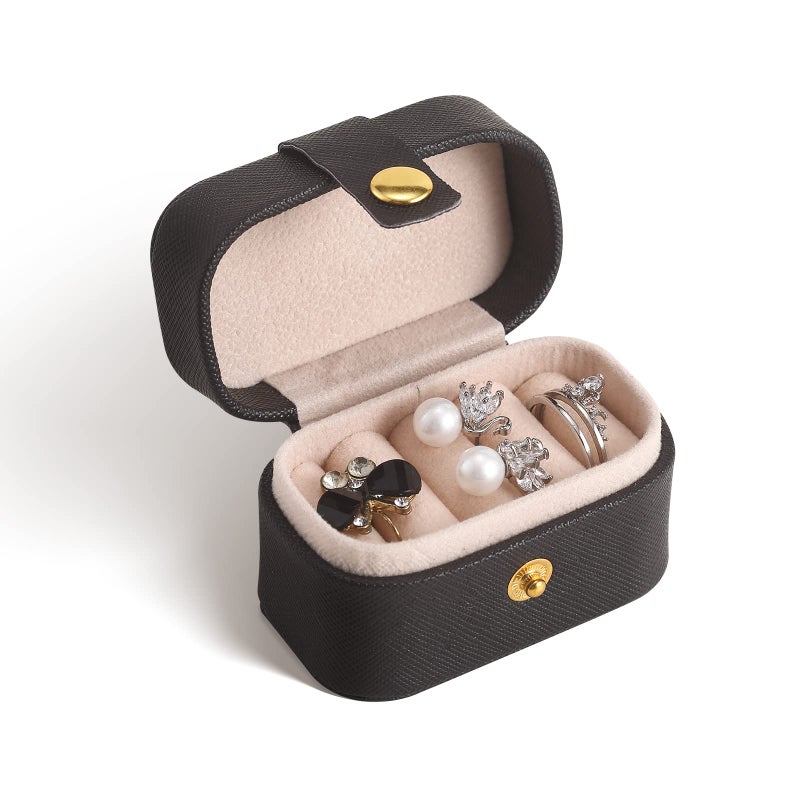 CASEGRACE Small Jewelry Ring Box Mini Travel Jewelry Case Portable Ring Storage Case for Rings Earrings, Gifts for Women, Pink - Image 1