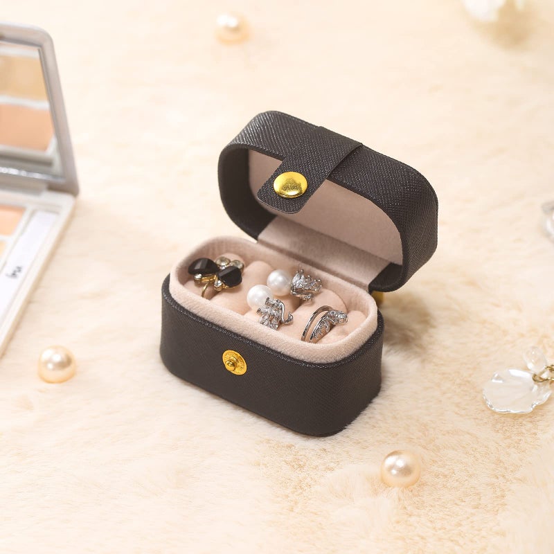 CASEGRACE Small Jewelry Ring Box Mini Travel Jewelry Case Portable Ring Storage Case for Rings Earrings, Gifts for Women, Pink - Image 4