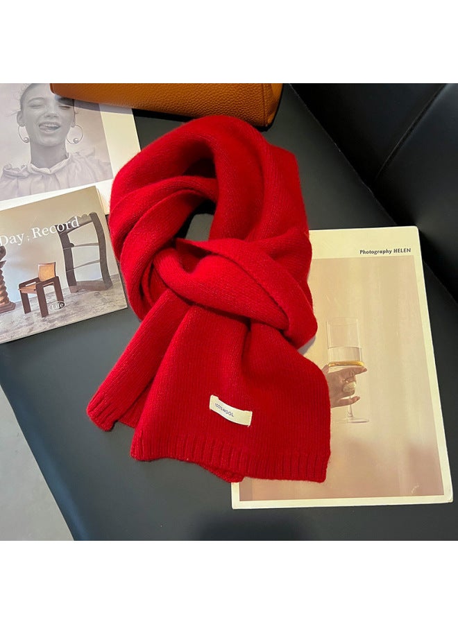 Solid Color Selected Cashmere Scarf Autumn And Winter New Easiest For Match Korean Style Warm Knitted Wool Scarf For Boys And Girls