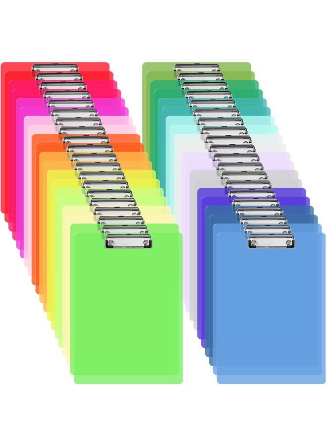 UZLU 40 Pcs Plastic Clipboard Bulk 12.5 x 9 in Acrylic Clear Colored Clipboard 20 Colors Low Profile Clip Board Folder Standard Letter Size Portable Waterproof for Classroom Office Outdoor Indoor Use - Image 1