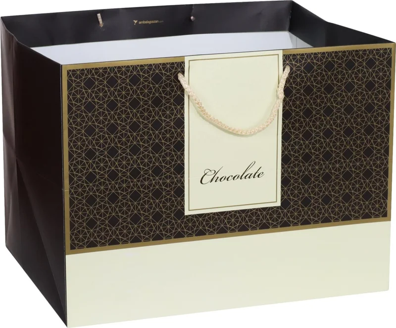Ambalaj Pazarı Wide Base Chocolate Box Bag Patterned 37X28X30 cm - 5 Pieces