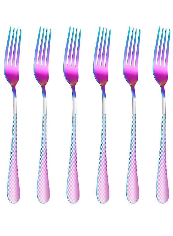 P Plus Fire Small Dinner Fork Set, Sturdy Stainless Steel Forks with Anti-Rust Coating & Elegant Design, Perfect for Home Kitchen, Buffets & Daily Table Use (Small Fork, Rainbow, Pack of 6) - Image 1