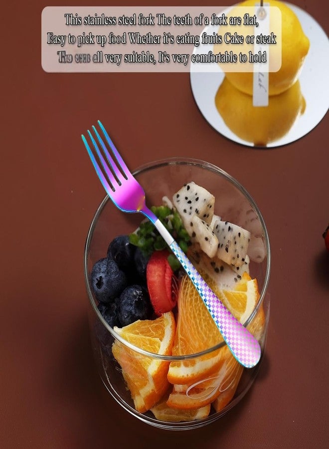 P Plus Fire Small Dinner Fork Set, Sturdy Stainless Steel Forks with Anti-Rust Coating & Elegant Design, Perfect for Home Kitchen, Buffets & Daily Table Use (Small Fork, Rainbow, Pack of 6) - Image 3
