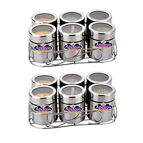 Apeiron Stainless Steel Spice Box | Masala Dabba | Dry Fruit Box | Kitchen Container | Storage Box | Container 6 Pcs Set of 2 - Image 1