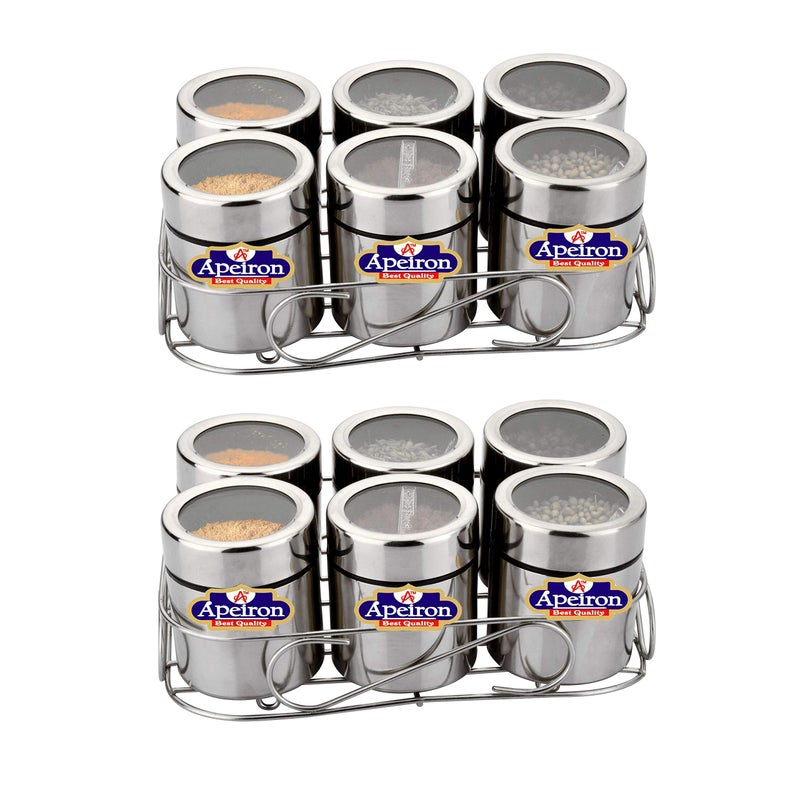 Apeiron Stainless Steel Spice Box | Masala Dabba | Dry Fruit Box | Kitchen Container | Storage Box | Container 6 Pcs Set of 2 - Image 5