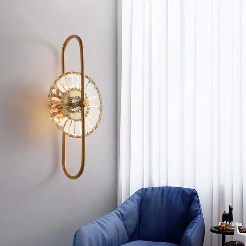 Luxury Crystal LED Wall Lamp Gold Finish - Image 2