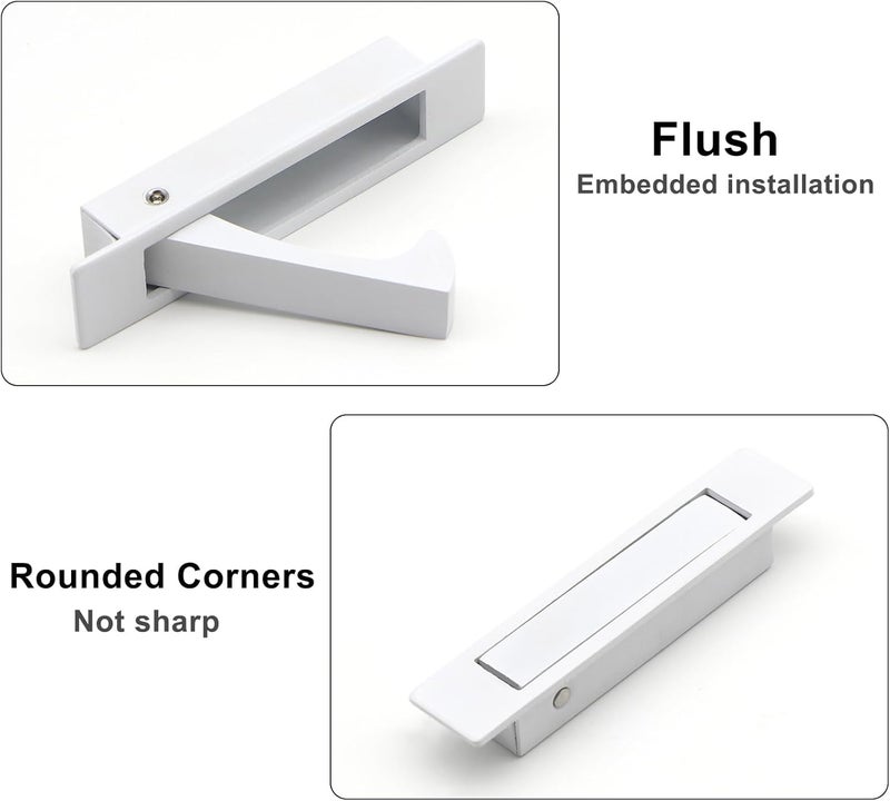 Dontay Pocket Pull Handle, Edge Pull, Professional Stainless Steel 304, Flush Mount for Sliding Door (White, 2) - Image 4