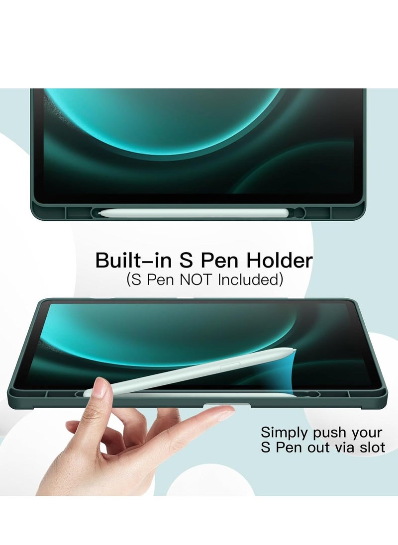 ELTRAZONE Case for Samsung Galaxy Tab S9 FE 10.9-Inch – Soft TPU Tri-Fold Stand Protective Cover with S Pen Holder, S Pen Charging Support, Auto Wake/Sleep (Midnight Green) - Image 3