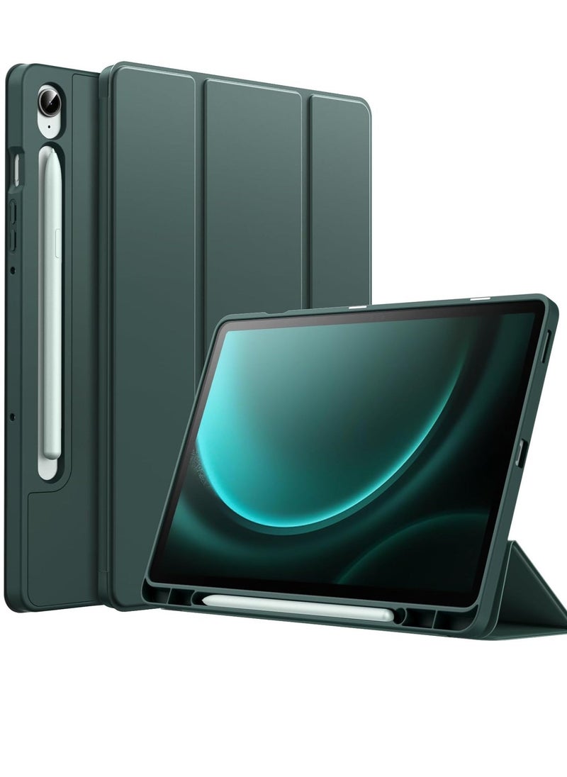ELTRAZONE Case for Samsung Galaxy Tab S9 FE 10.9-Inch – Soft TPU Tri-Fold Stand Protective Cover with S Pen Holder, S Pen Charging Support, Auto Wake/Sleep (Midnight Green) - Image 1