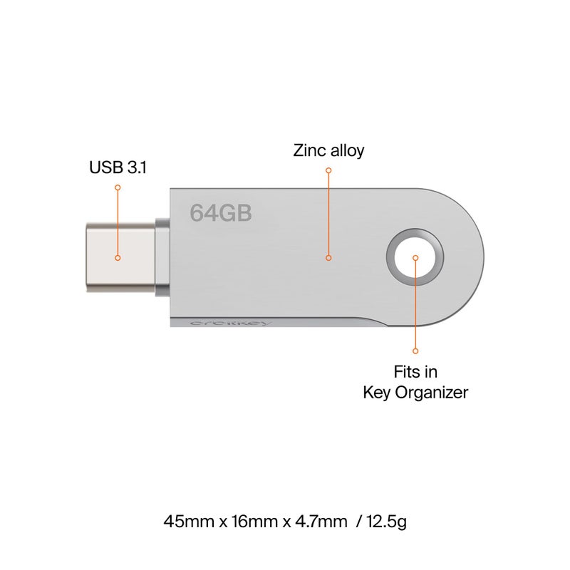 Orbitkey USB-C | Thumb Drive with Fast Transfer Chip | Slim Profile Compatible with Orbitkey Key Organizer & Key Ring - Image 5