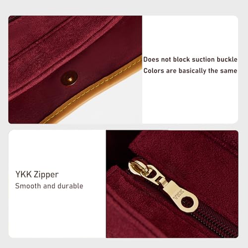 OAikor Carryall PM Insert Organizer, Velvet Bag Organizer Insert Compatible with lv Carryall and More, Sturdy Gold Zipper, Pecfect for Handbag Shaped & Neat(Small,Red) - Image 3