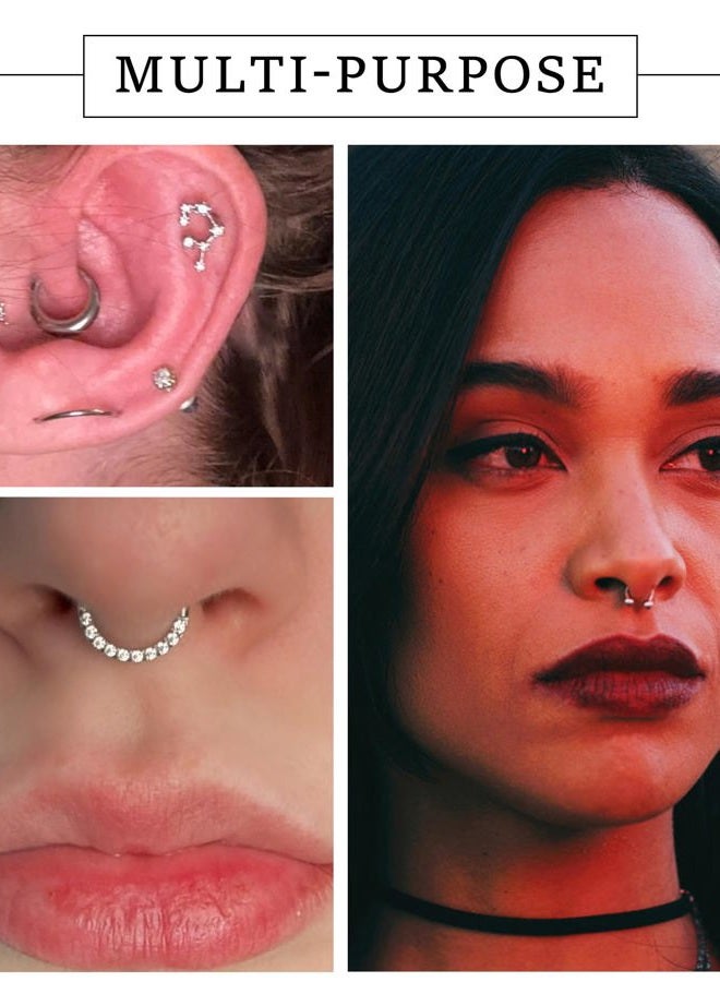 BSJ4U Silver Septum Rings 16G Septum Jewelry Surgical Stainless Steel Conch Daith Septum Piercing Jewelry 8mm Septum Clicker Hoop - Image 3