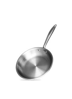 BERGNER BERGNER Argent TriPly 22 cm Frypan/Steel Pan, Scratch Resistant, for Spice Tempering/Seasoning, Stay Cool Long Handle, Mirror Finish, Easy to Clean, Induction and Gas Stove Ready  - Image 1