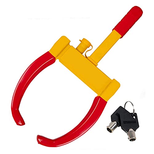 Casago Metal Cstswl1 Adjustable Anti Theft Security Car Wheel Lock Tire Clamp Claw with Two Keys, Yellow (Painted Finish) - Image 1