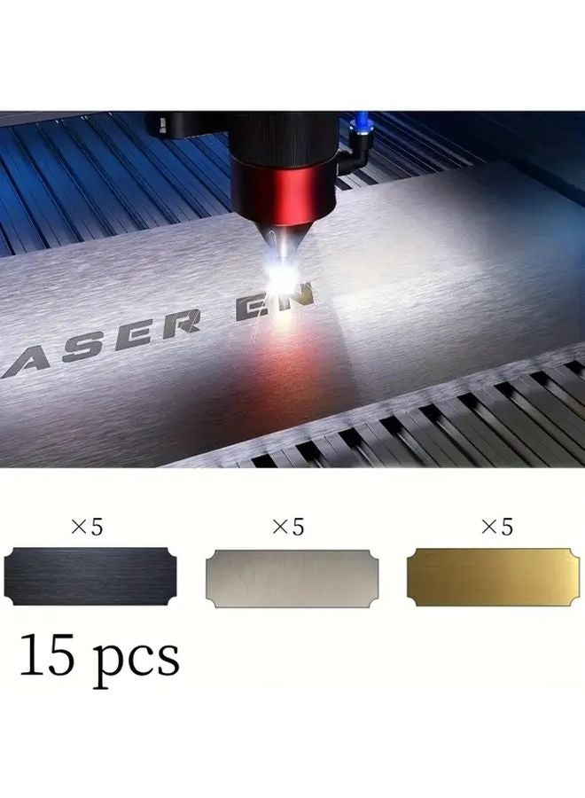 15 قطعة لوحات تذكارية زخرفية فولاذية مقاومة للصدأ ذاتية اللصق باللون الذهبي والفضي والأسود - Image 2