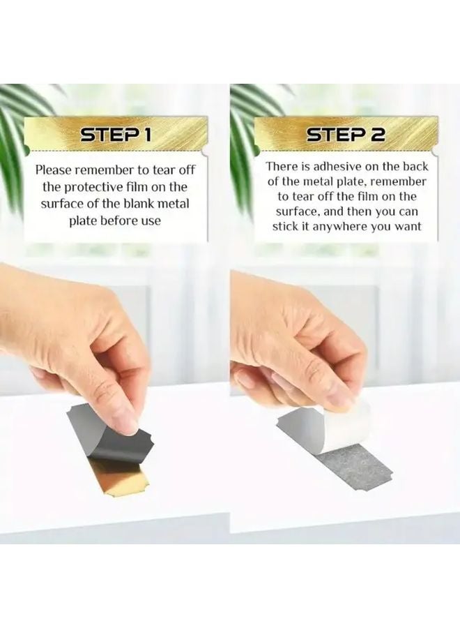15 قطعة لوحات تذكارية زخرفية فولاذية مقاومة للصدأ ذاتية اللصق باللون الذهبي والفضي والأسود - Image 3