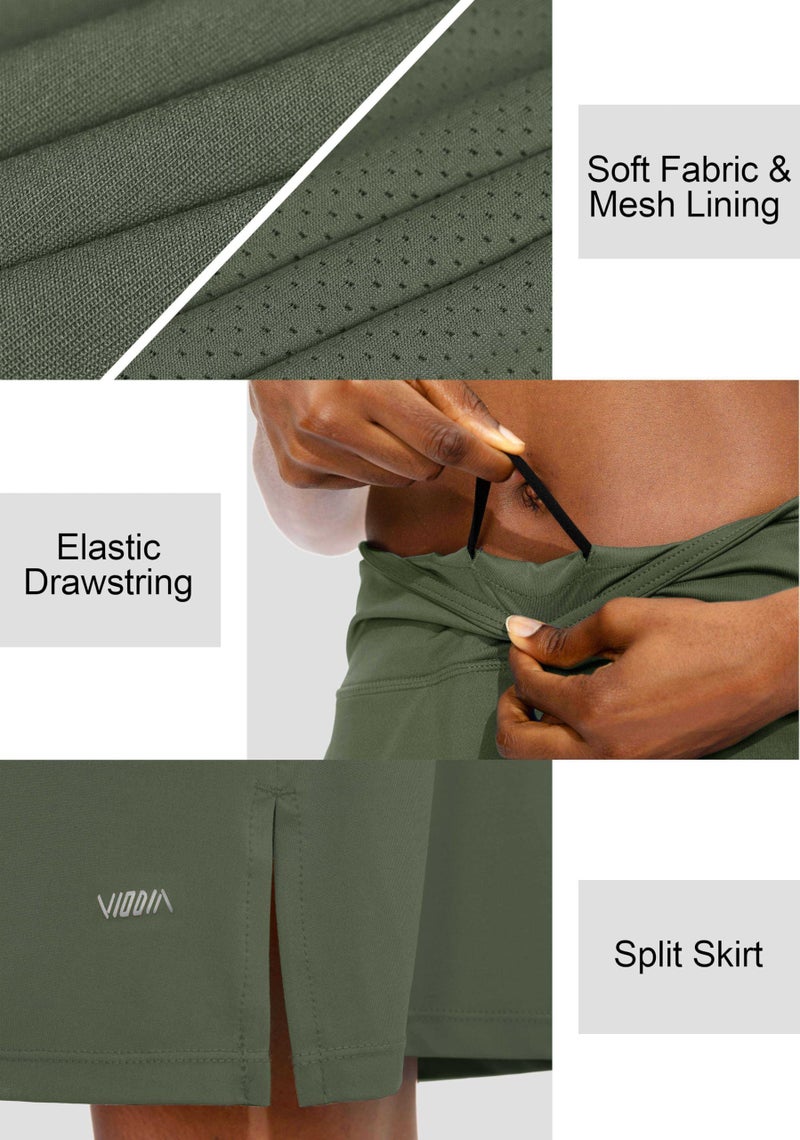 Viodia Women's 20" Knee Length Skorts Skirts Athletic Tennis Golf Skirt for Women Modest Sports Casual Summer Skirt with 5 Pockets Army Green - Image 4