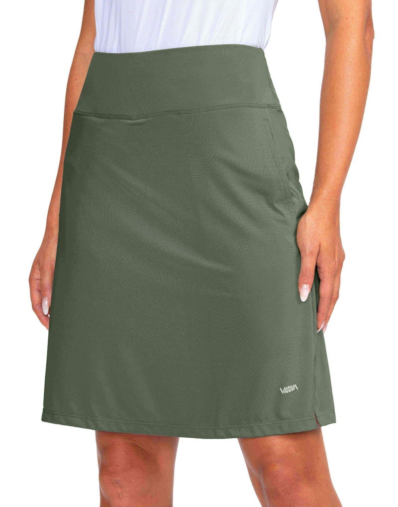 Viodia Women's 20" Knee Length Skorts Skirts Athletic Tennis Golf Skirt for Women Modest Sports Casual Summer Skirt with 5 Pockets Army Green - Image 1