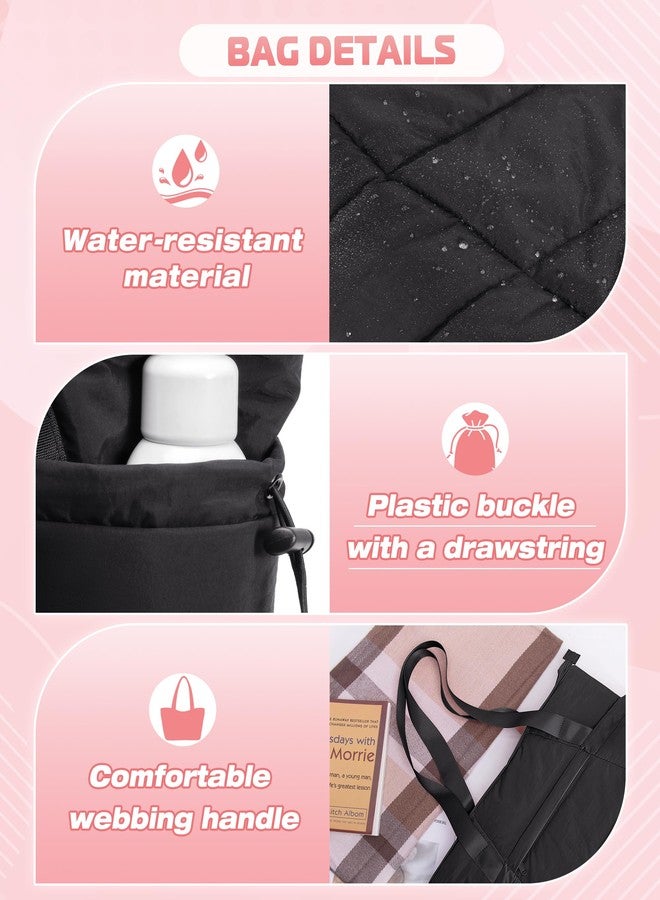 Smasrob Puffer Tote Bag for Women, Lightweight Tote Bag for Work and School, Black - Image 5