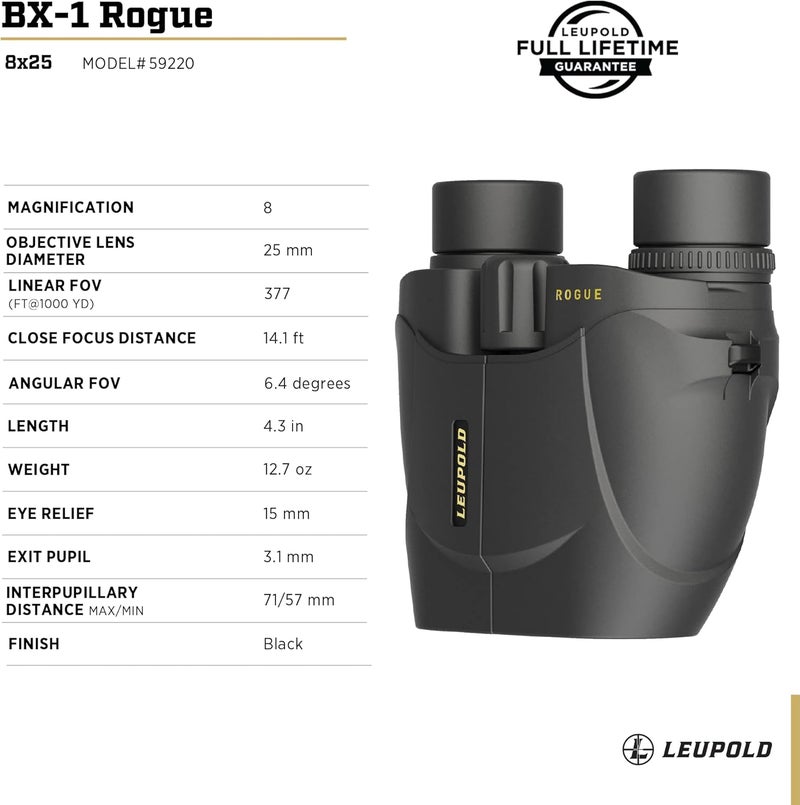 Leupold BX-1 Rogue Binoculars, 8x25mm - Compact and Lightweight Design - Image 4