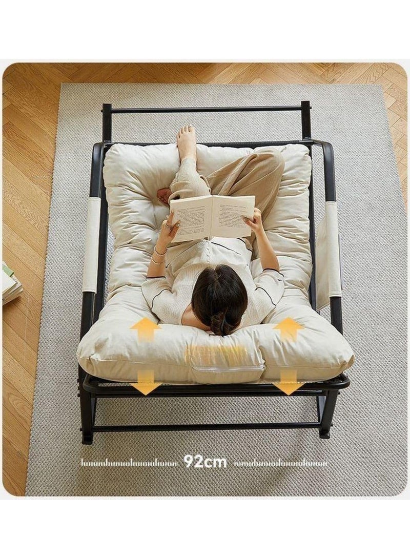 Generic Double Living Room Recliner Outdoor Rocking Chair Lawn Camping Chair Adult Chair with Seat Cushion Side Storage Bag Suitable for Lawn, Backyard, Indoor, Garden (Beige)  - Image 4