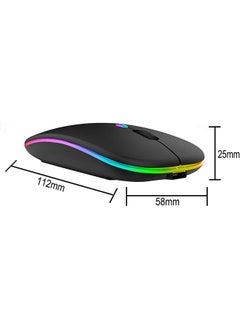 joyzzz Wireless Bluetooth Mouse, LED Slim Dual Mode Bluetooth 5.1 +USB 2.4GHz Rechargeable Silent Bluetooth Wireless Mouse, Computer Mice with USB Receiver  - Image 2