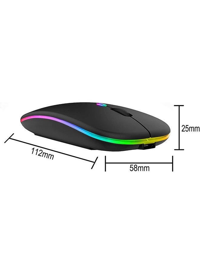 joyzzz - Wireless Bluetooth Mouse, LED Slim Dual Mode Bluetooth 5.1 +USB 2.4GHz Rechargeable Silent Bluetooth Wireless Mouse, Computer Mice with USB Receiver - Image 1