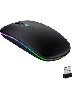 joyzzz Wireless Bluetooth Mouse, LED Slim Dual Mode Bluetooth 5.1 +USB 2.4GHz Rechargeable Silent Bluetooth Wireless Mouse, Computer Mice with USB Receiver  - Image 1