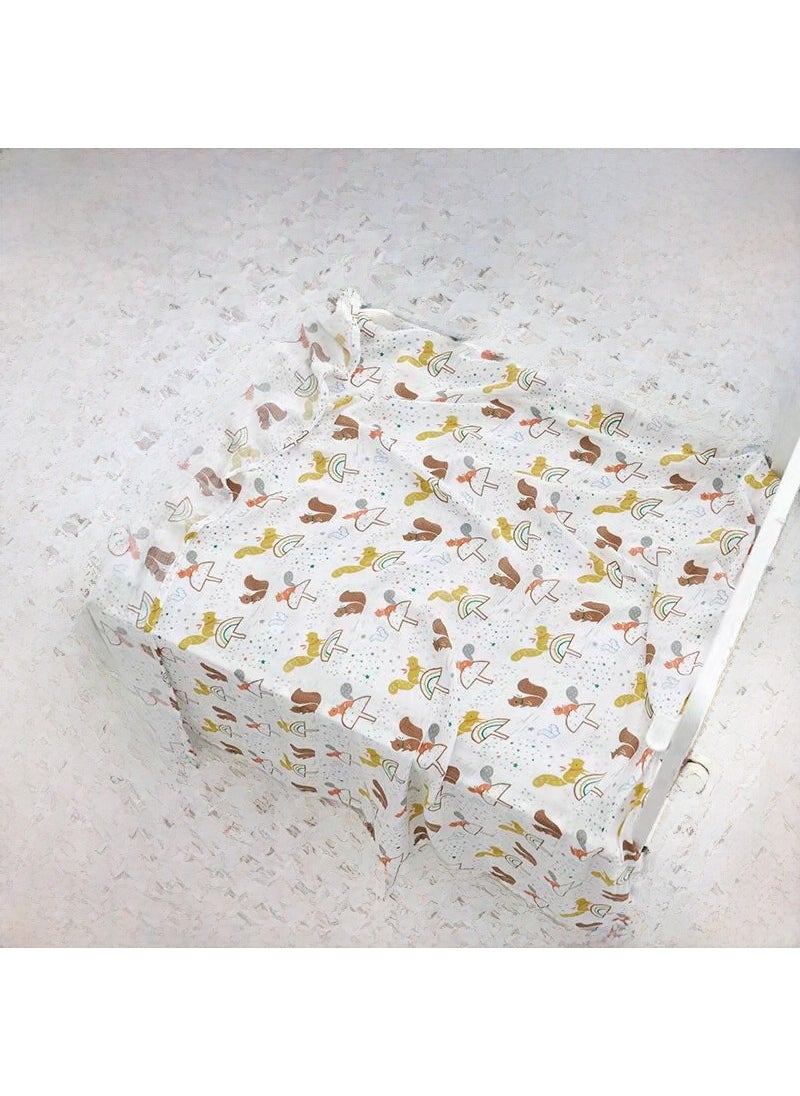 Generic Breathable Absorbent Bamboo Cotton Towel Swaddle Blanket for Newborns Baby Wrap Towel Soft Fabric Summer Infant Cover Towel Fox on Mushrooms 