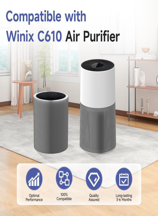 Harebery C610 Replacement Filter Z, Compatible with Winix C610 Purifier 1712-0121-00, 3-in-1 Filtration, 2-Pack - Image 2