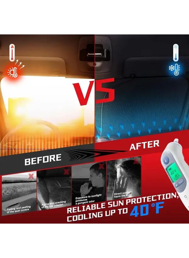 4 Layer Foldable Car Sunshade Windshield Sun Shield 54 3 Inch By 25 6 Inch Heat Resistant - Image 5
