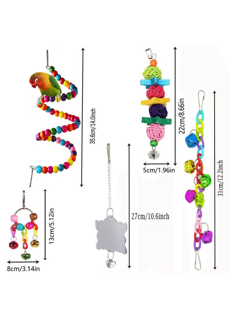 Bird Parakeet Cockatiel Toys, Parrots Cage Hammock Swing Climbing Ladders Wooden Perch Chewing Toy for Budgerigar, Conures, Love Birds, Budgies - Image 2