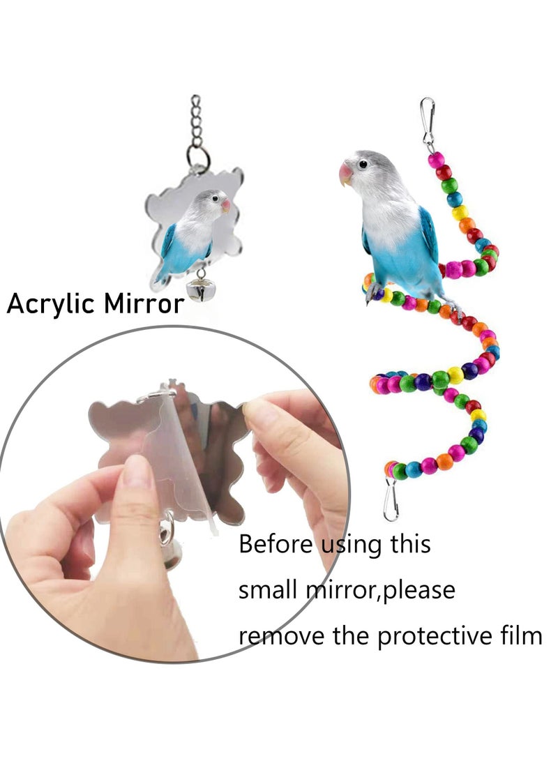 Bird Parakeet Cockatiel Toys, Parrots Cage Hammock Swing Climbing Ladders Wooden Perch Chewing Toy for Budgerigar, Conures, Love Birds, Budgies - Image 5