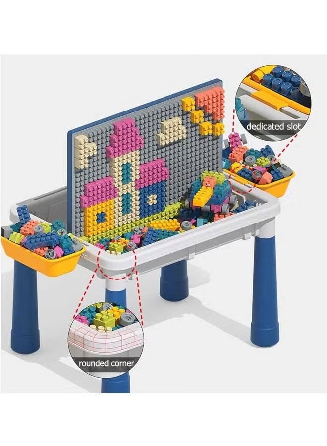 Generic Building Block Table Multi Activity Table Set Includes 1 Chair 4 Storage Boxes 4 Raised Legs And 600 Medium Building Blocks 3D Brain Development Learning And Education Toys for Kids  - Image 4