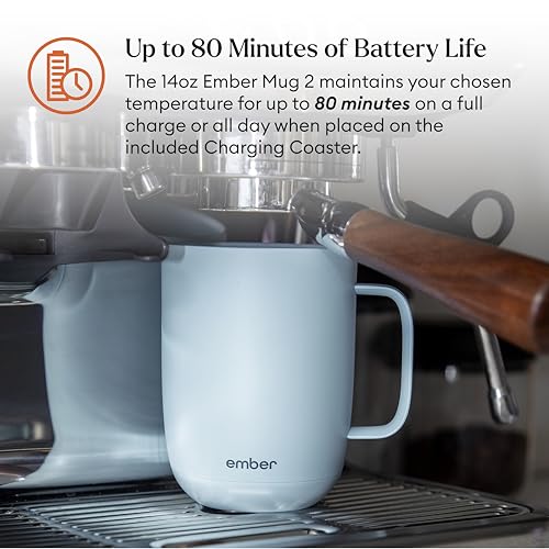 Ember Temperature Control 14oz Smart Mug 2, App-Controlled and Rechargeable Heated Coffee Cup Warmer with Intelligent LED Display, Powder Blue - Image 4