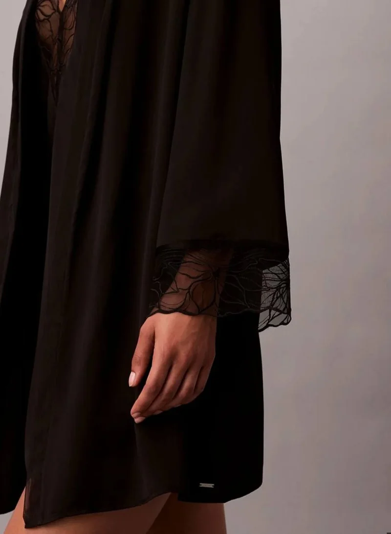 Calvin Klein Black Satin Silk Bathrobe - CK Black for Women | Best Price UAE