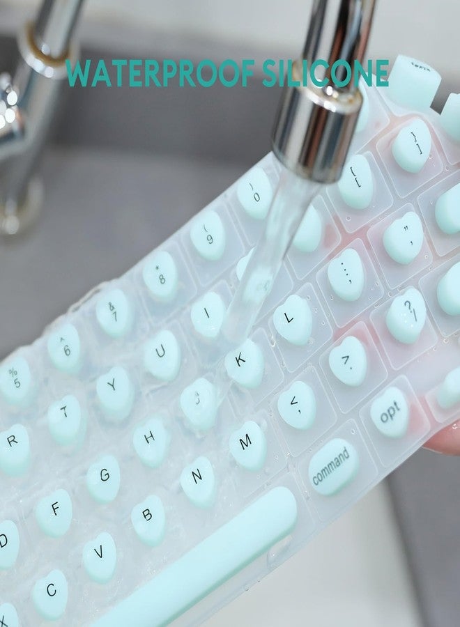 Allinside Long Nail Keyboard Cover for MacBook Pro 13/14/16 2021-2024, MacBook Air 13/15 2020-2024, Raised Heart Shape Silicone Keyboard Stickers, Mint Green - Image 5