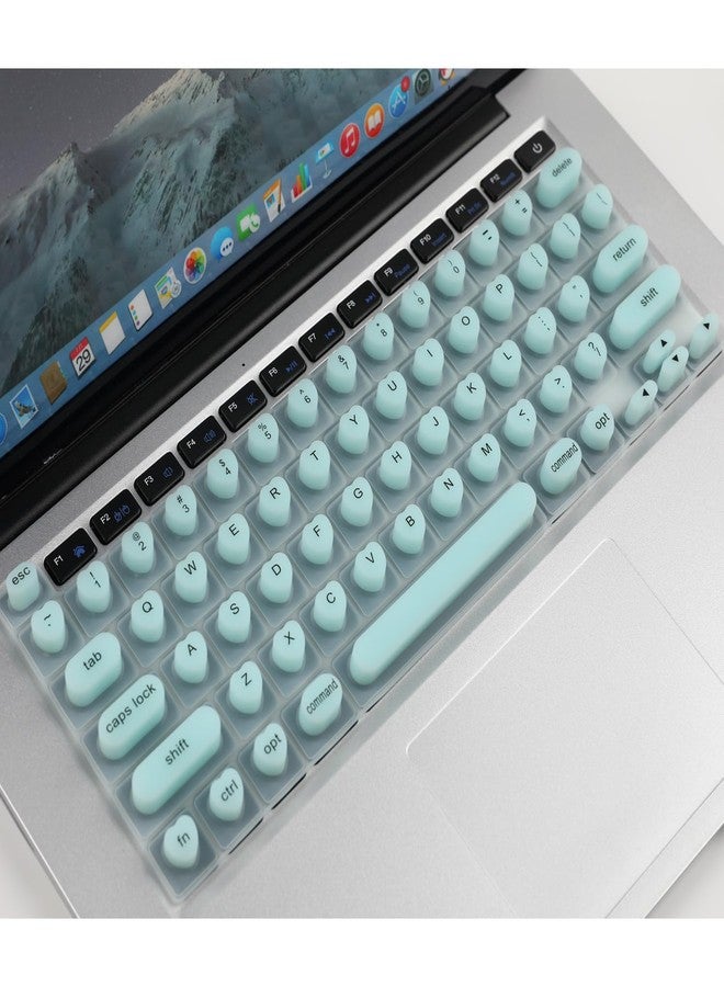 Allinside Long Nail Keyboard Cover for MacBook Pro 13/14/16 2021-2024, MacBook Air 13/15 2020-2024, Raised Heart Shape Silicone Keyboard Stickers, Mint Green - Image 1