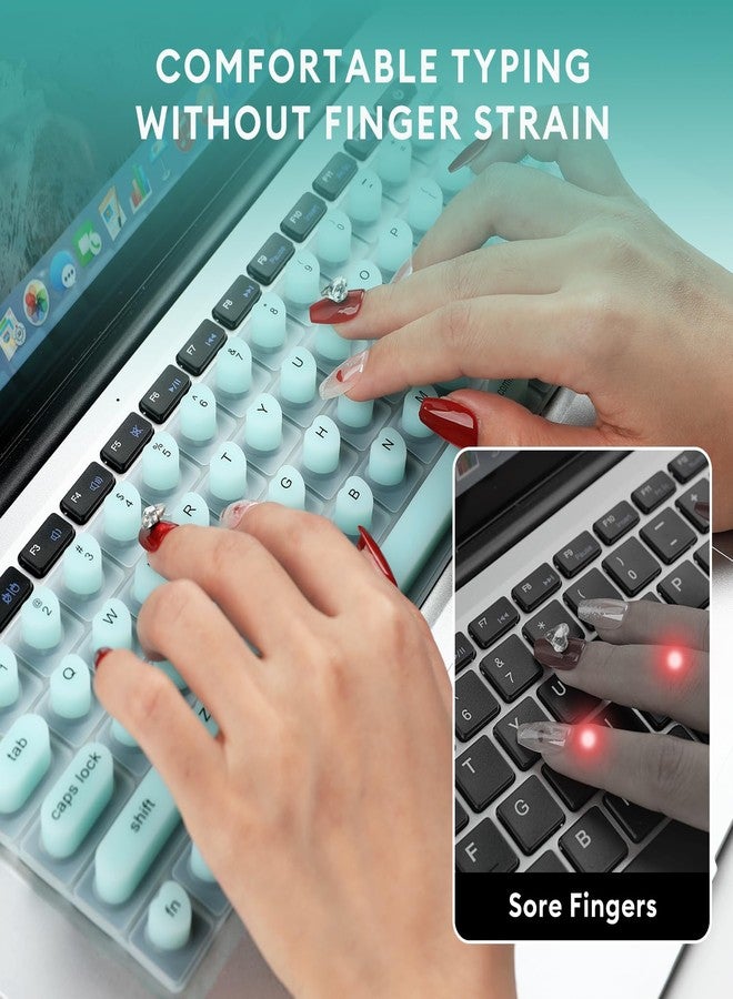 Allinside Long Nail Keyboard Cover for MacBook Pro 13/14/16 2021-2024, MacBook Air 13/15 2020-2024, Raised Heart Shape Silicone Keyboard Stickers, Mint Green - Image 3