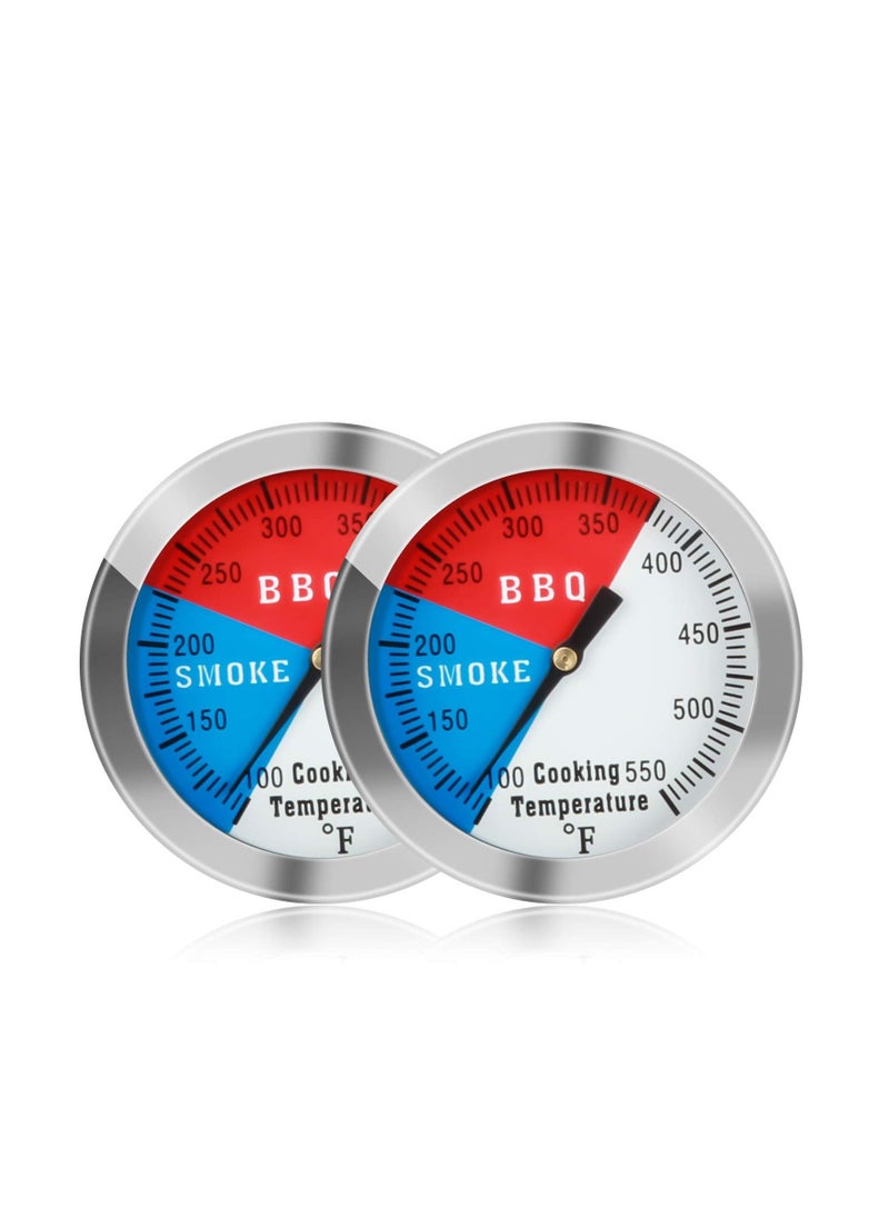 Y&D - BBQ Thermometer Temperature Gauge, 2Inch Stainless Steel Barbecue Charcoal Grill Smoker Temp Gauge Pit, Fahrenheit and Heat Indicator for Cooking Meat,Stainless (2Pack) - Image 1
